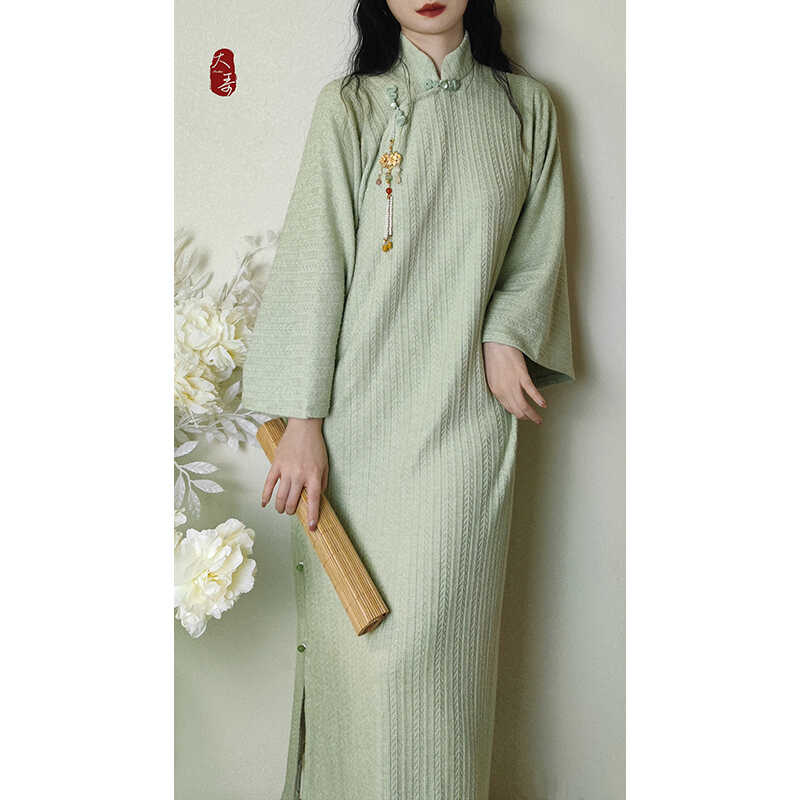 清韻民國風古法倒大袖平裁全開襟針織寬松大碼