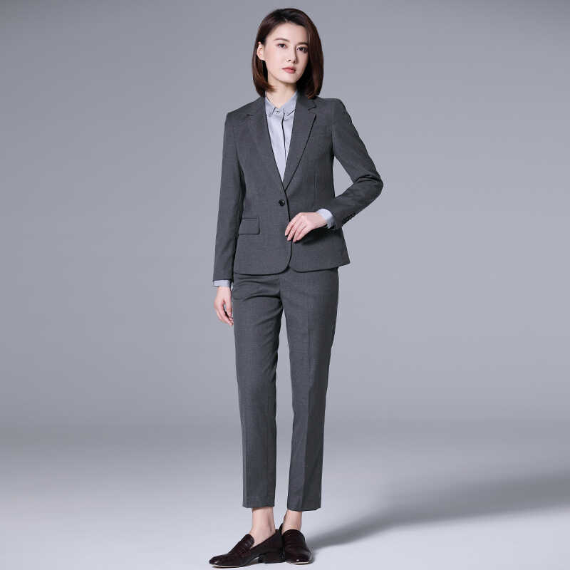高端灰色女西裝 英倫風(fēng)職場商務(wù)氣質(zhì)正裝  Lucybaily/璐絲百麗