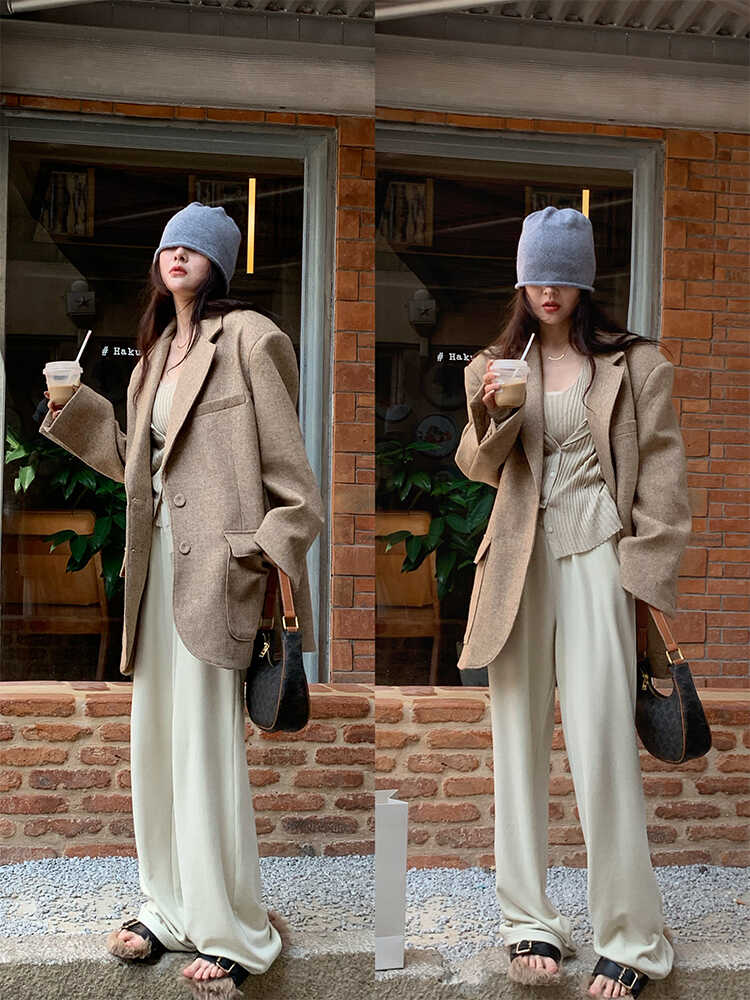 柔軟親膚baby絨垂顯瘦高腰休閑褲針織秋冬長褲 superniniyy