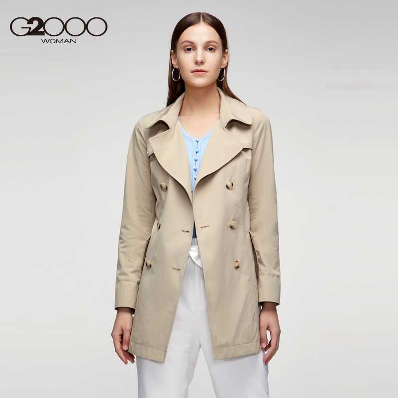 秋季英倫風(fēng)系帶氣質(zhì)收腰中長款女裝外套 G2000