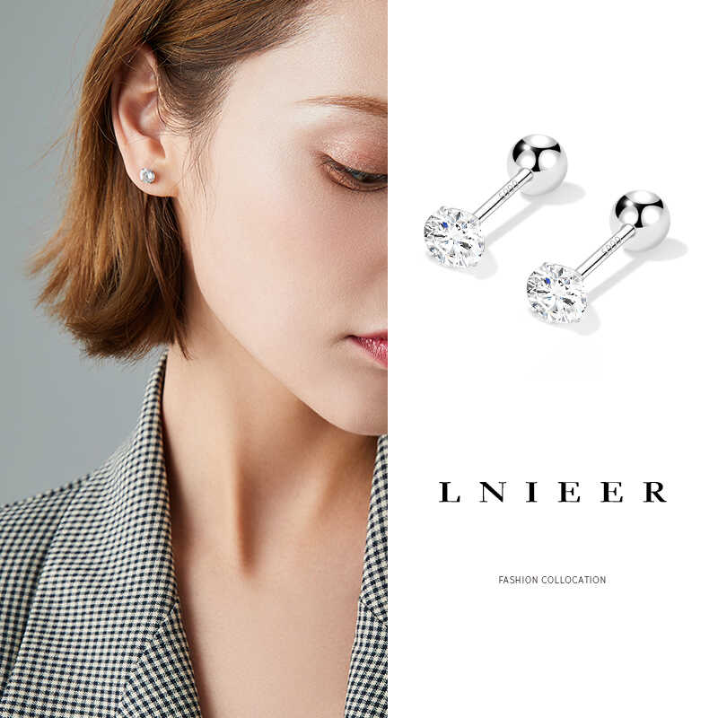 純銀鉆石耳釘女