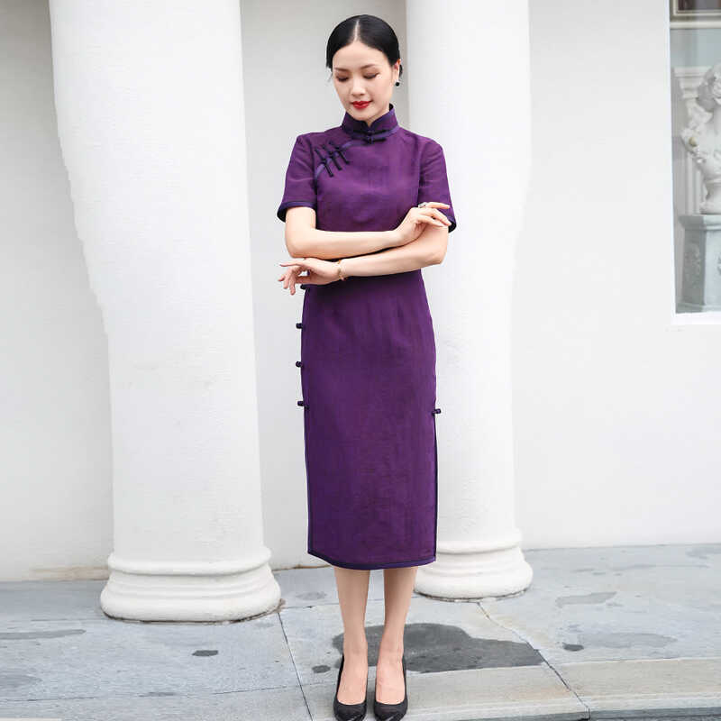 致遠中式傳統復古龜紋香云紗旗袍中國風 三重門