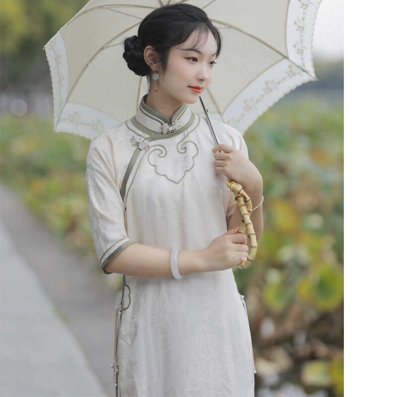 秋冬新款民國一片式古法傳統盤扣1930曳地款旗袍 夢回故里旗袍設計坊