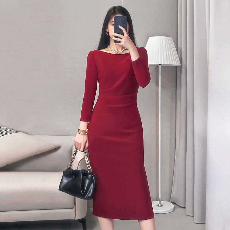 佐班儂 紅裙子訂婚衣服女平時(shí)可穿宴會(huì)領(lǐng)證登記小禮服日常結(jié)婚回門便裝冬