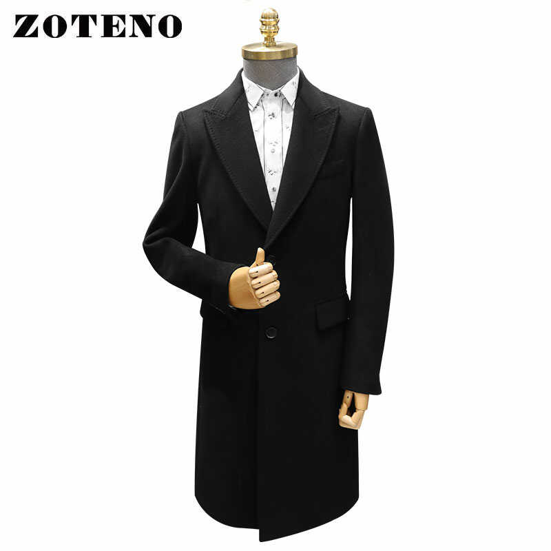 ZOTENO/左天奴男裝秋冬高檔風衣純棉長款修身大衣A3K011