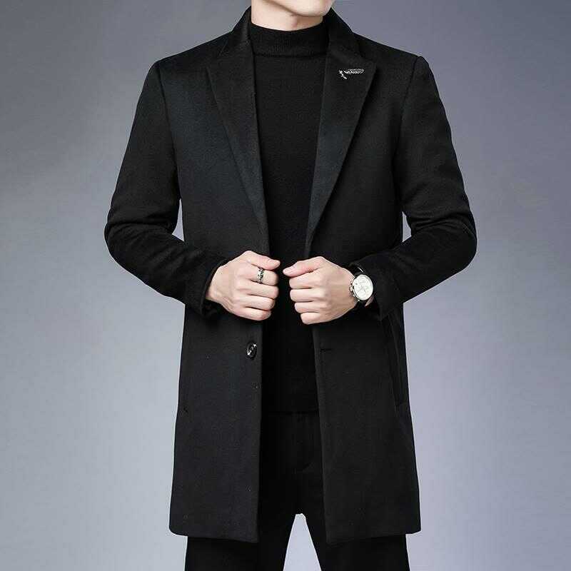 高檔雙面羊絨大衣男中長款秋冬季加厚風衣雙面呢毛呢外套呢1123m