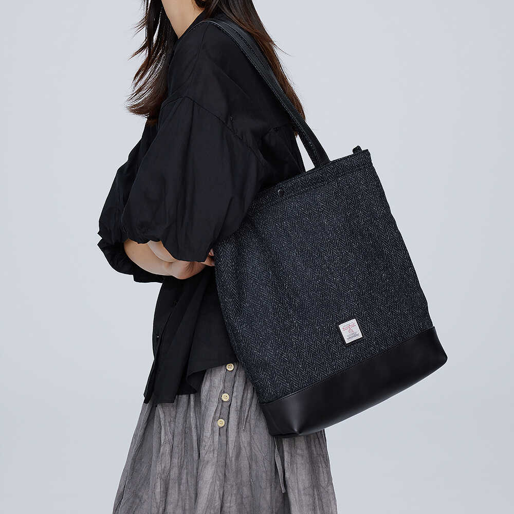 貓西Harris Tweed哈里斯粗花呢拼牛皮單肩包簡約女款背包秋冬新品