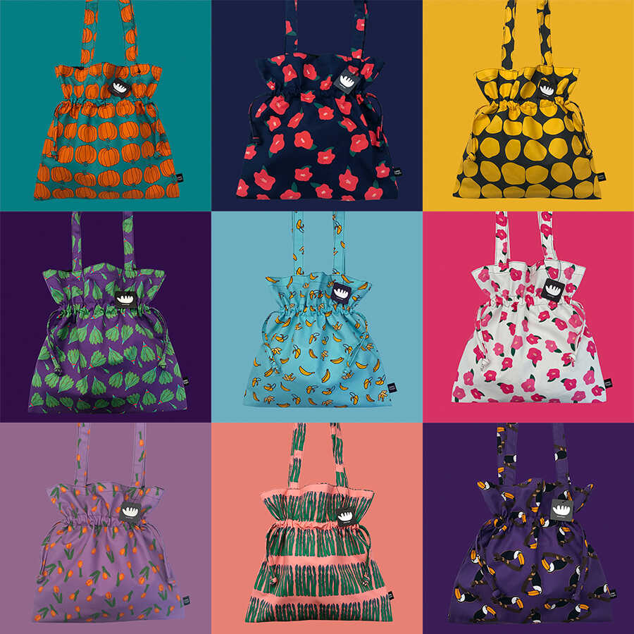 韓國設計師品牌jammyfinger女款單肩包環保購物袋純棉背包百搭ins