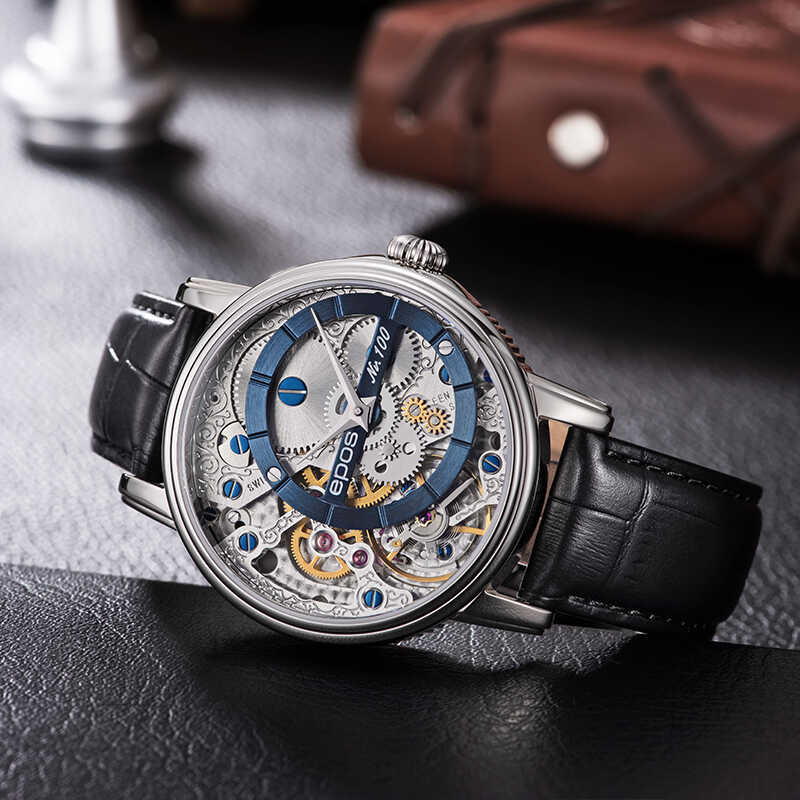 愛寶時EPOS 瑞士機械手表男鏤空進口名牌正品逆轉時光時尚正品